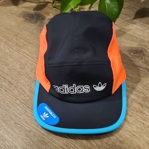 Adidas Black and Orange Cap with Blue Brim